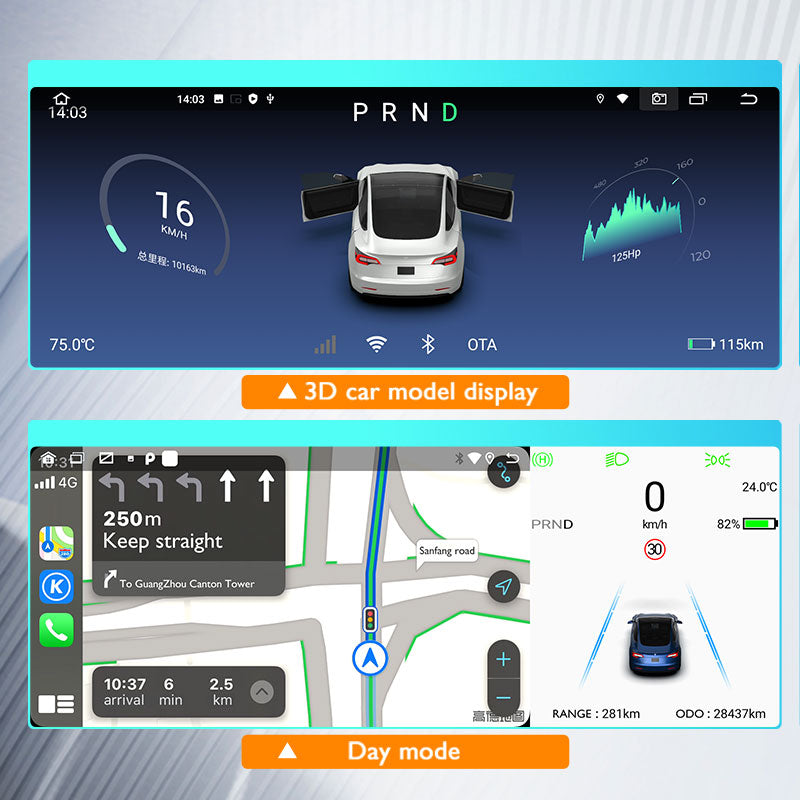 Hansshow 10,25" Dashbord 4G Android skjerm - Model 3/Y